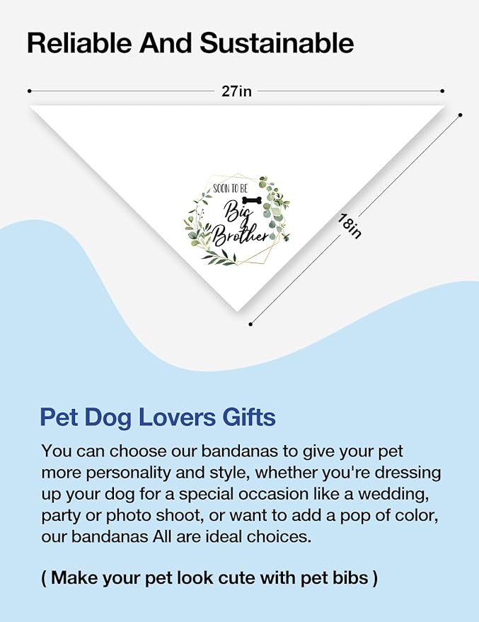 Funny Soon to Be Big Brother Dog Bandana, White Big Brother Bandana for Dog Pet Dog Triangle Scarf, Gender Revealing Baby Announcement Dog Bandana Dog Lovers Gifts