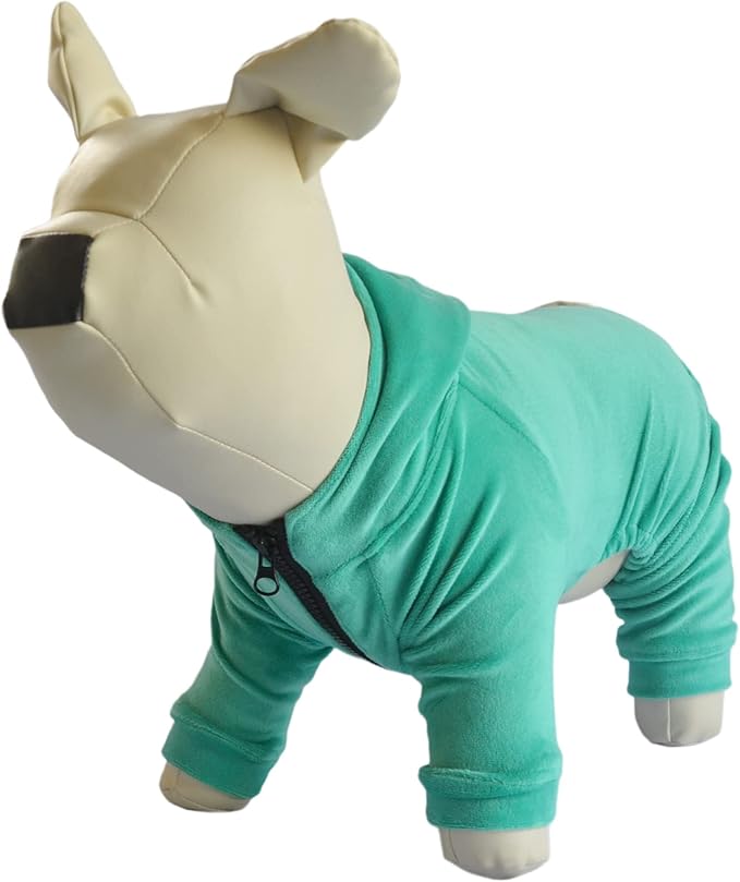 Lovelonglong Dog Pajamas Pet Jumpsuit PJS for All Seasons, Velvet & Cotton Liner Warm Pet Clothes for Small Medium Large Dogs Turquoise XXL