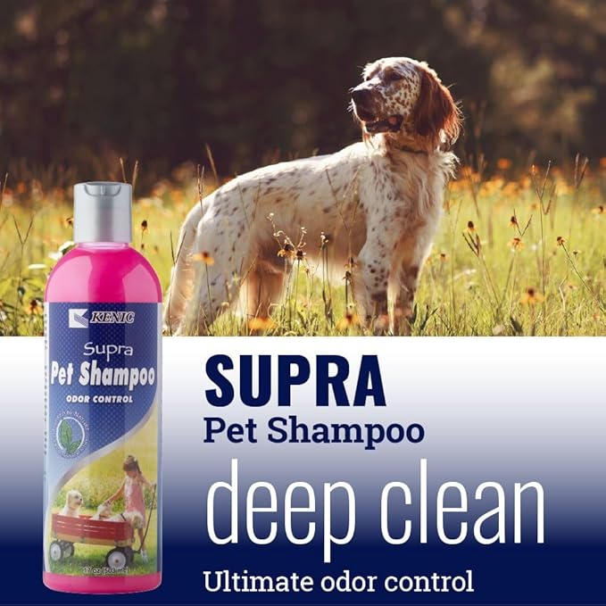 Kenic Supra Deodorizing Dog Shampoo for Smelly Dogs, Odor Control Formula for Dogs and Small Animals, 17oz, Made in USA
