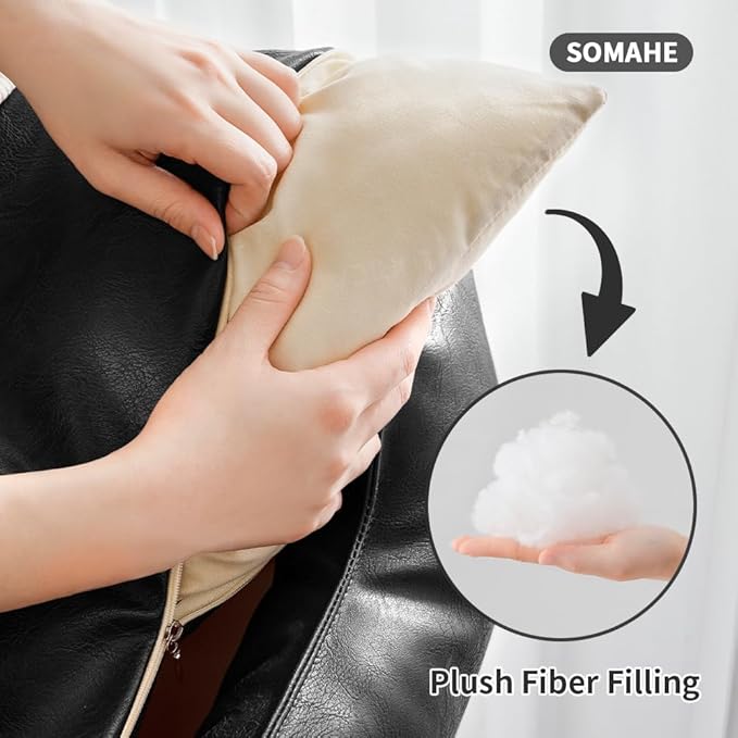 Premium Leather Cat Bed for Indoor Cats Premium Small Dog Bed Pet Nest with Anti-Slip Base Ultra Soft Texture for Comfortable Rest 24 × 18 × 9 inch Black