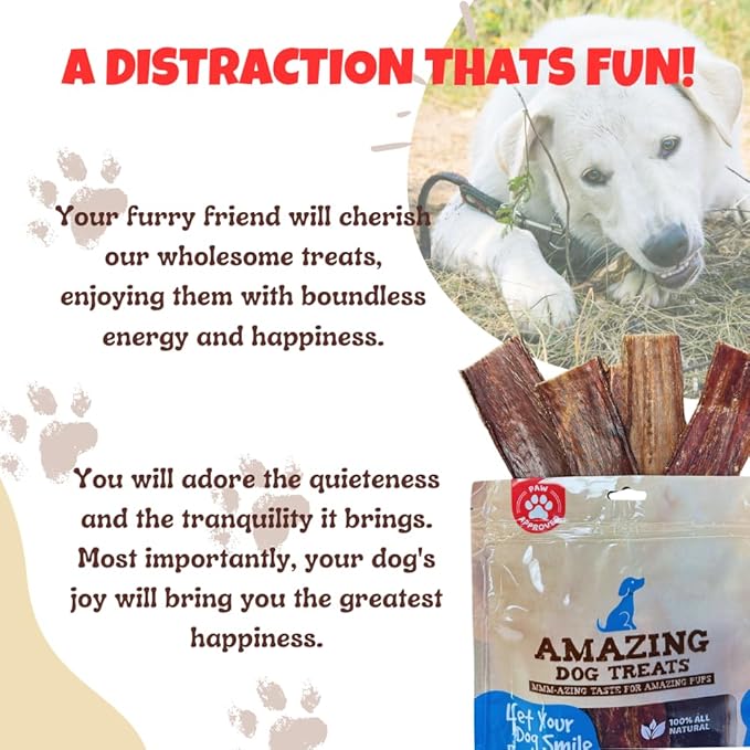 Amazing Dog Treats - Beef Esophagus Jerky for Dogs (6 Inch - 50 Pc/Pack) - Beef Gullet Dog Chews - Beef Esophagus Dog Treats