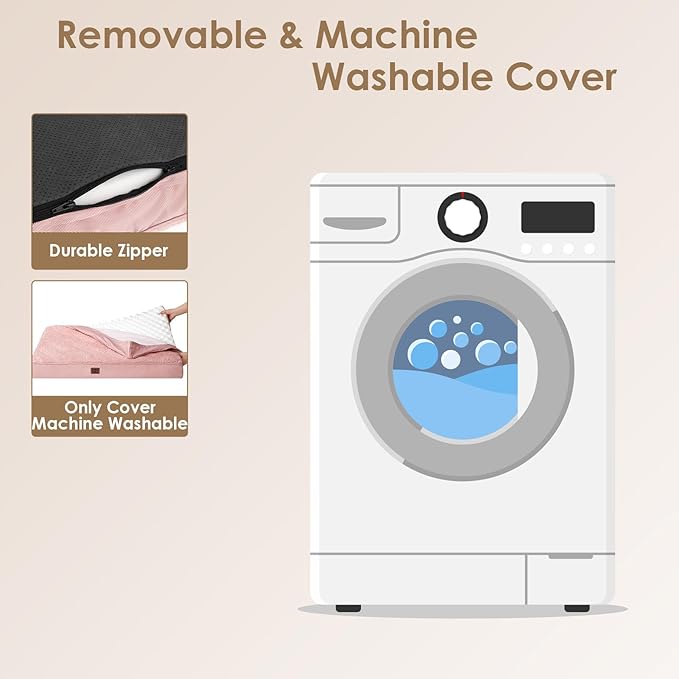 EHEYCIGA Orthopedic Medium Dog Beds for Small Dogs with Removable Washable Cover for Crate, Pink, 30x20