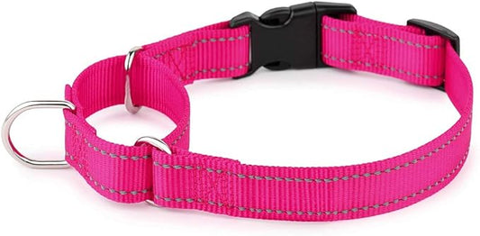PLUTUS PET Reflective Martingale Collar with Quick Snap Buckle,No Pull Dog Choker Collar for Small Medium Large Dogs,M,Hot Pink