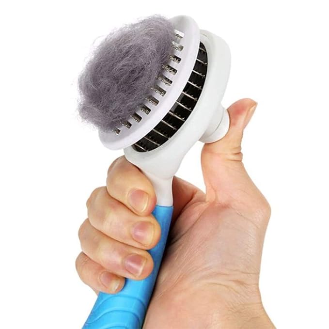 Cat Grooming Brush, Pets Skin Friendly Self Cleaning Slicker Massage Brushes for Shedding Dogs Cats Hair Gentle Remove Loose Undercoat with Long or Short Hairs for All Fur Type- UPGRADED