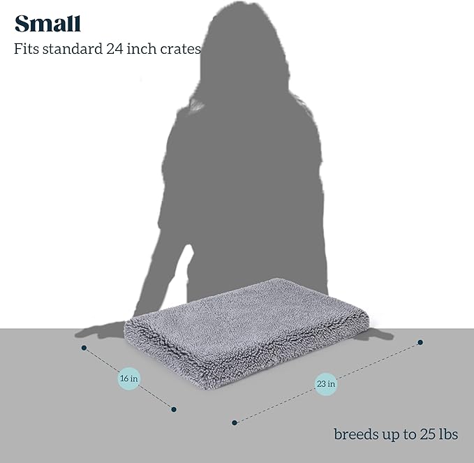 Stoutwool 4" Indestructible Dog Bed - Orthopedic Chew Proof Dog Crate Pad - Fluffy Kennel Mat for Aggressive Chewers - Ideal for Small Breeds & Fits 24-Inch Crate - 23"x16", Charcoal