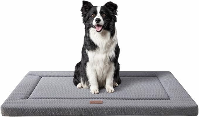 WESTERN HOME Dog Bed for Crate, Small Dog Crate Beds with Soft Wavy Plush Comfortable Anti-Slip Washable Pet Bed Mat for Dogs & Cats, Grey, 24x18x1.2 inches