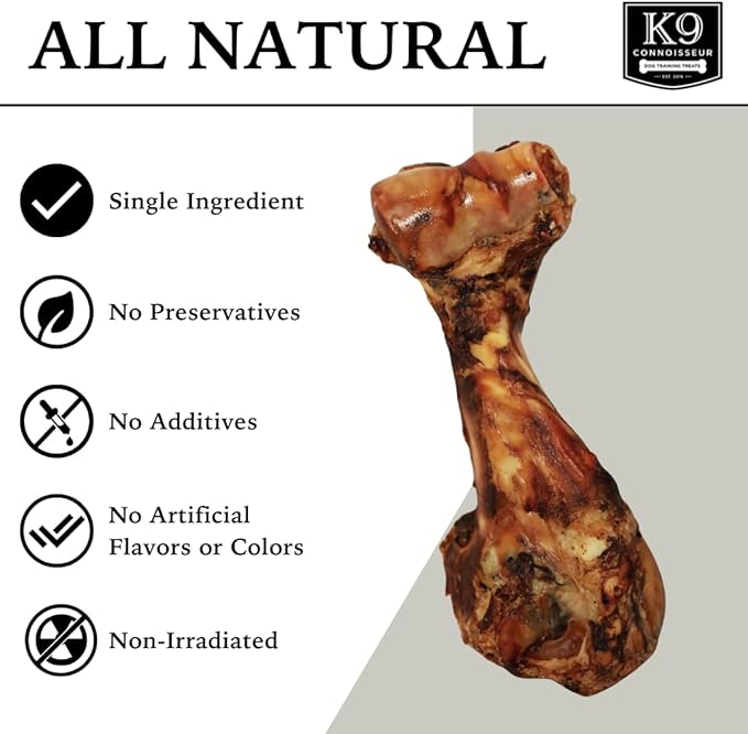 K9 Connoisseur Single Ingredient Dog Bones Made In USA For Large Breed Aggressive Chewers All Natural Long Lasting Meaty Mammoth Marrow Filled Bone Chew Treat Best For Dogs Over 50 LBS -Jumbone 1 Pack