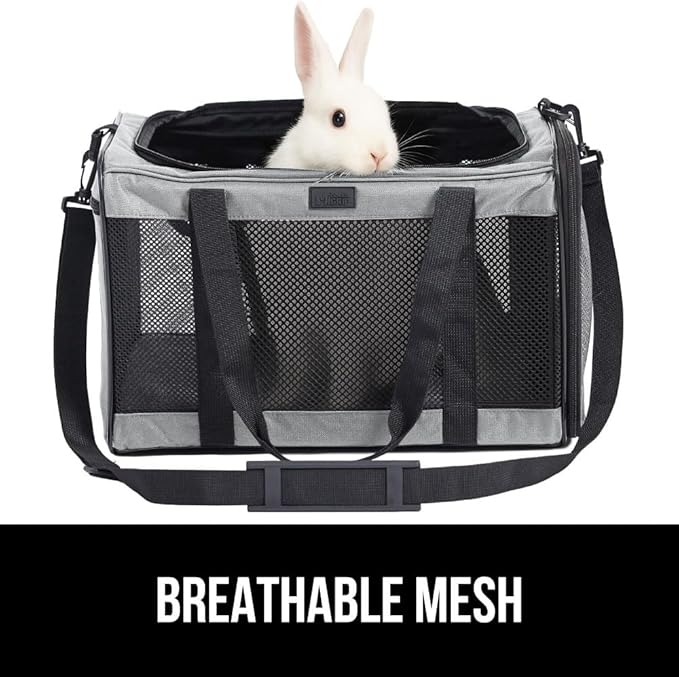 GORILLA GRIP Cat Carrier Travel Bag Up to 15 Lbs, Soft Collapsible Small Dog Carriers, Top and Side Entry Breathable Mesh, Grip Feet on Underside, Cozy Washable Waterproof Pad, Portable Kennel, Gray