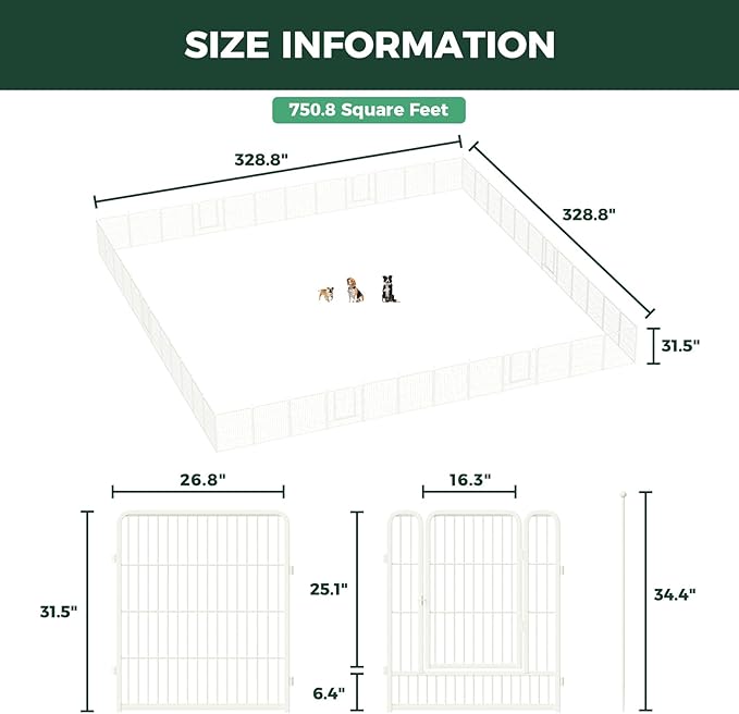 FXW Rollick Unleashed Dog Playpen for Indoor, Yard, RV Camping, 32 inch 48 Panels for Small and Medium Dogs, White│Patented