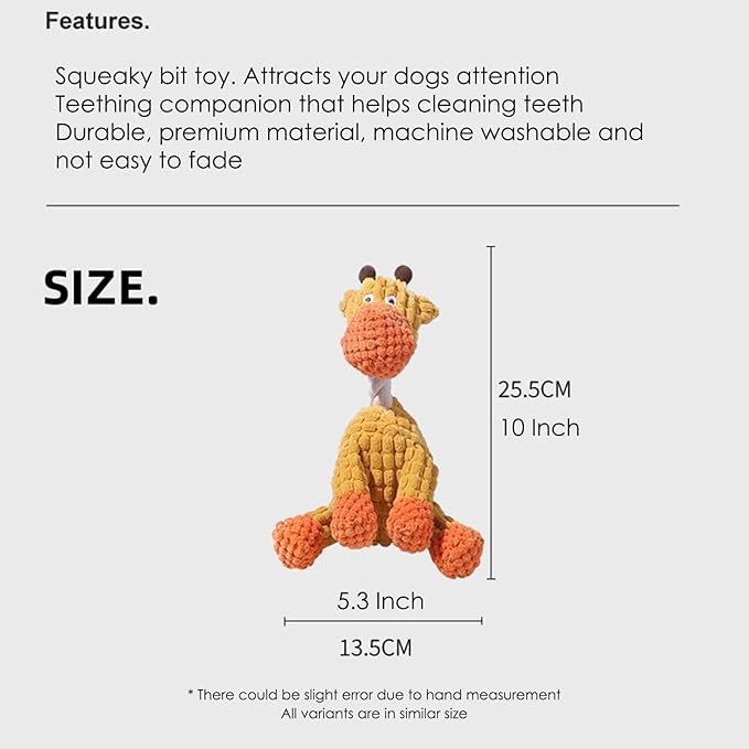 Durable Squeaky Dog Toy Plush Animals, Chew Resistant Washable Animal Design for Teething and Playtime (Blue Donkey)