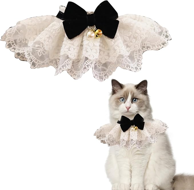 Pet Lace Bib Collar with Bow, Decorative Scarf for Dogs and Cats, Small Size, Comfortable Wear