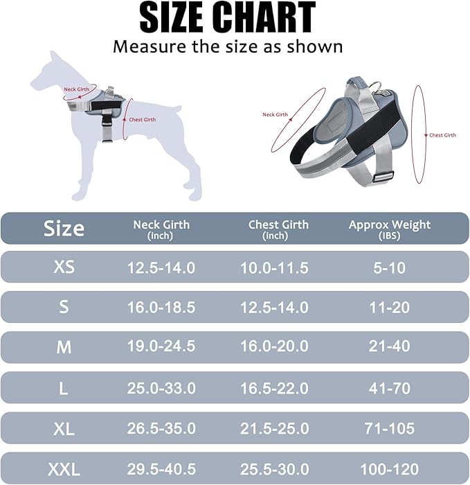 Bolux Dog Harness, No-Pull Reflective Dog Vest, Breathable Adjustable Pet Harness with Handle for Outdoor Walking - No More Pulling, Tugging or Choking (Blue, S)