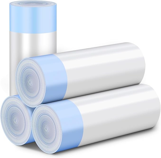 80 Count Waste Bags for Self Cleaning Cat Litter Box, 17.8 x 17.8 inches Replacement Extra Large Liners, 4 Rolls of Drawstring Trash Bags for Robot Automatic Litter Boxs (80 Counts/4 Rolls)