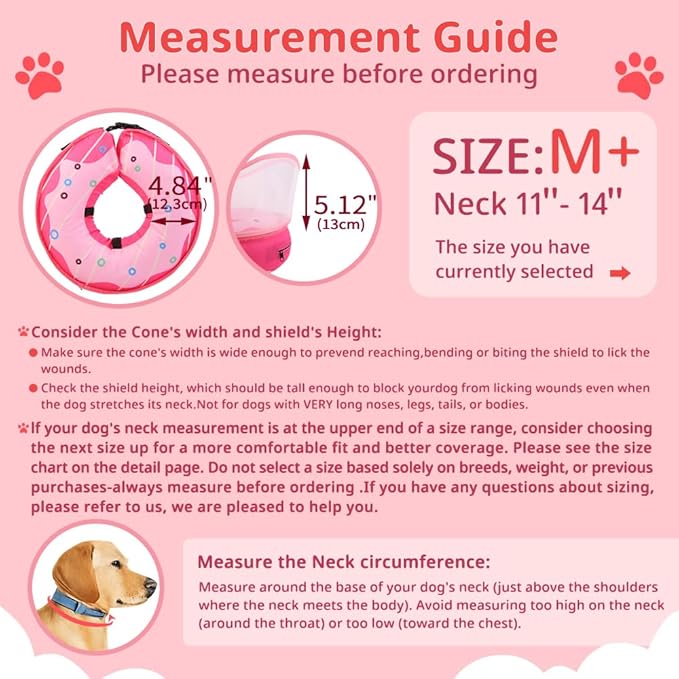 Soft Dog Cone Collar, Inflatable Donut Cones Alternative After Surgery with Anti-Lick Shield, for Large/Medium/Small Dogs to Stop Licking, Elizabethan Neck Ecollars of Shame, Comfy Pillow E Recovery