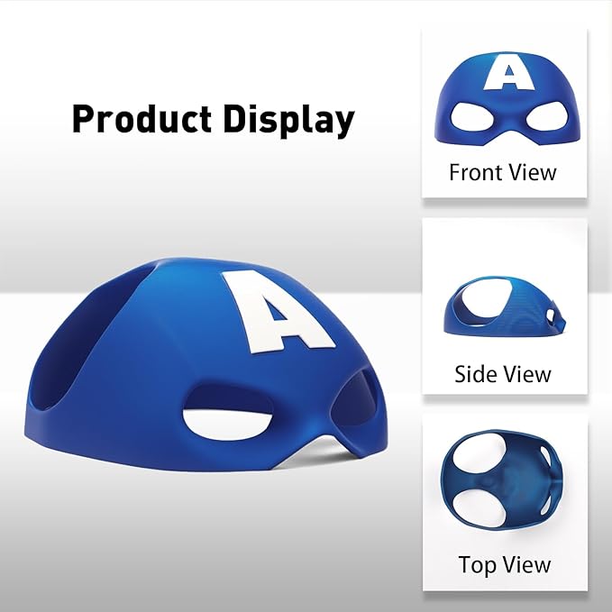 Cat Bat Mask Halloween Costumes Accessories for Cats, Cat Bat Cosplay Apparel (Medium, Blue Captain)