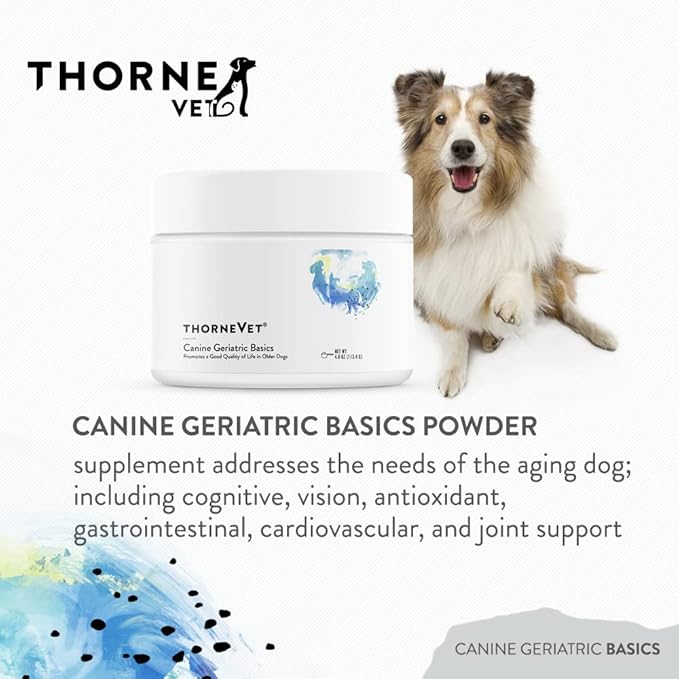 ThorneVET Canine Geriatric Basics – Senior Dog Multi-Vitamin/Mineral Powder Formula Supports Healthy Cognition, Joints, and Eyes, 90 Scoops