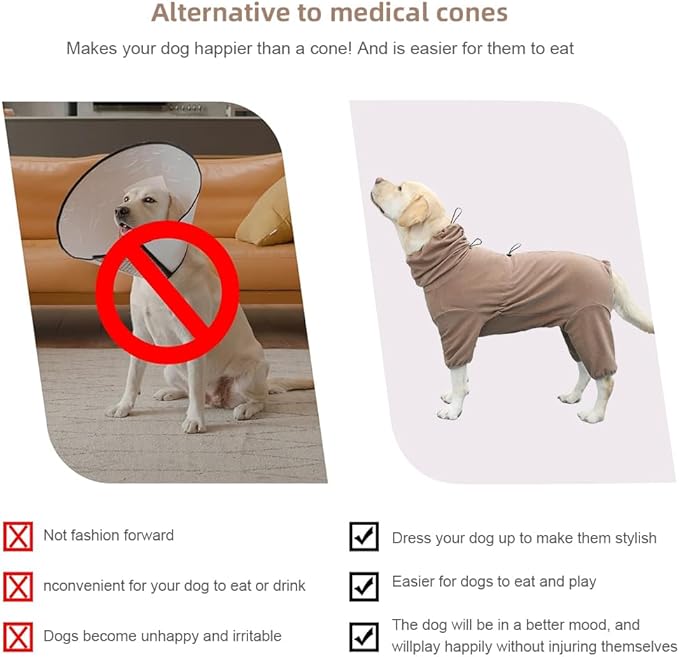 Dog Pajamas for Large Dogs,Extra Large Stretch, Suitable for Adult, Medium-Sized Dogs, Large Pet Jumpsuit Four-Legged Dog Clothes, Pet Clothing. (Coffee Color, 6XL)