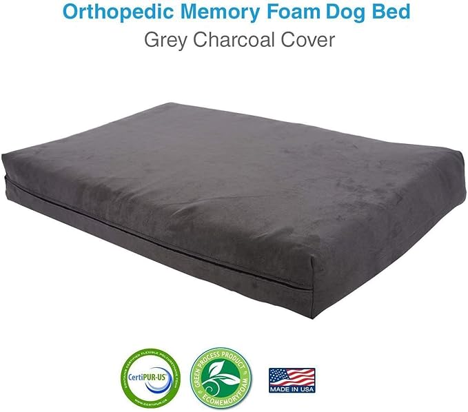 Pet Support Systems Orthopedic Dog Bed - Gel Memory Foam Pet Bed, Luxury Washable Dog Bed for Sleeping and Support (Removable Cover, Medium Gray Dog Bed)