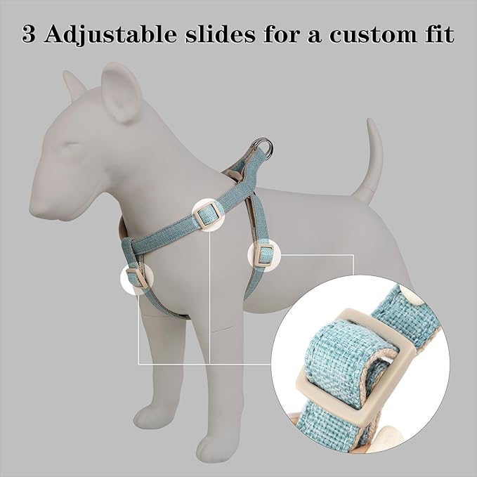 Plutus Pet Cotton Hemp Step in Dog Harness, Sustainable, Lightweight and Escape-Proof, Quick Fit Dog Harness for Puppy Small Medium and Large Dogs, Light Blue, XS