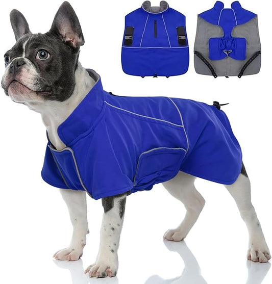 MIGOHI Dog Waterproof Jacket,Medium Dog Coat,Warm Dog Fleece Jacket for Hiking Camping,Fleece Vest for Dogs,Schnauzer,Jack Russell Terrier,French Bulldog,Winter Jackets for Medium Boys Girls,M,Blue
