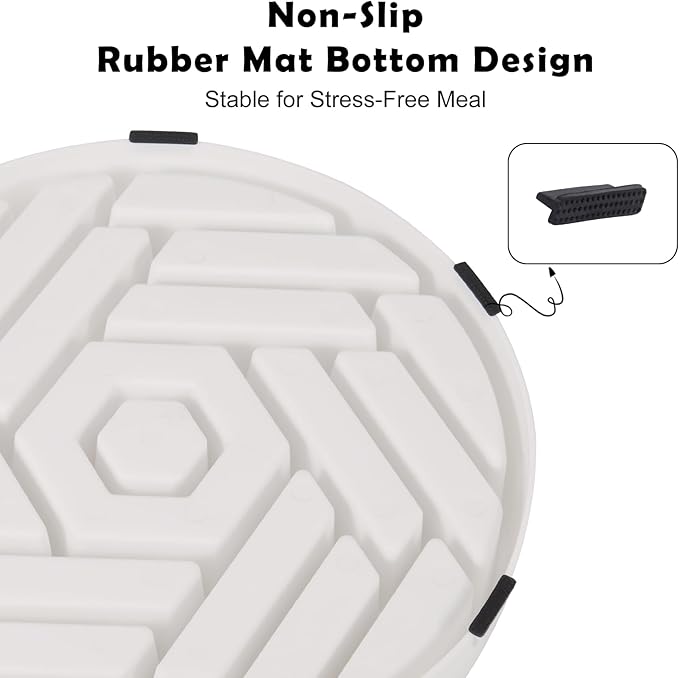 TOBYTO Slow Feeder Dog Bowls Large Medium Breed,Anti-Choking Slow Eating Dog Food Bowl,Non Slip Pet Slower Food Feeding Bowls Large Puzzle Slow Feeder Bloat Stop Maze Dog Dishes,White