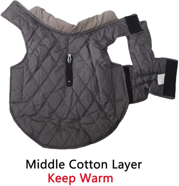 Reversible Dog Coats for Medium Dogs Waterproof Warm Dog Jacket for Cold Winter,Grey L