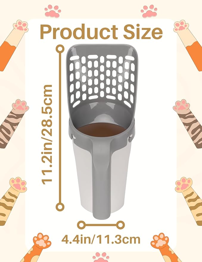 Cat Litter Shovel Scoop with Bag Leakproof Detachable Holder & 90 Odor-Sealing Refill Bags for Efficient Waste Management