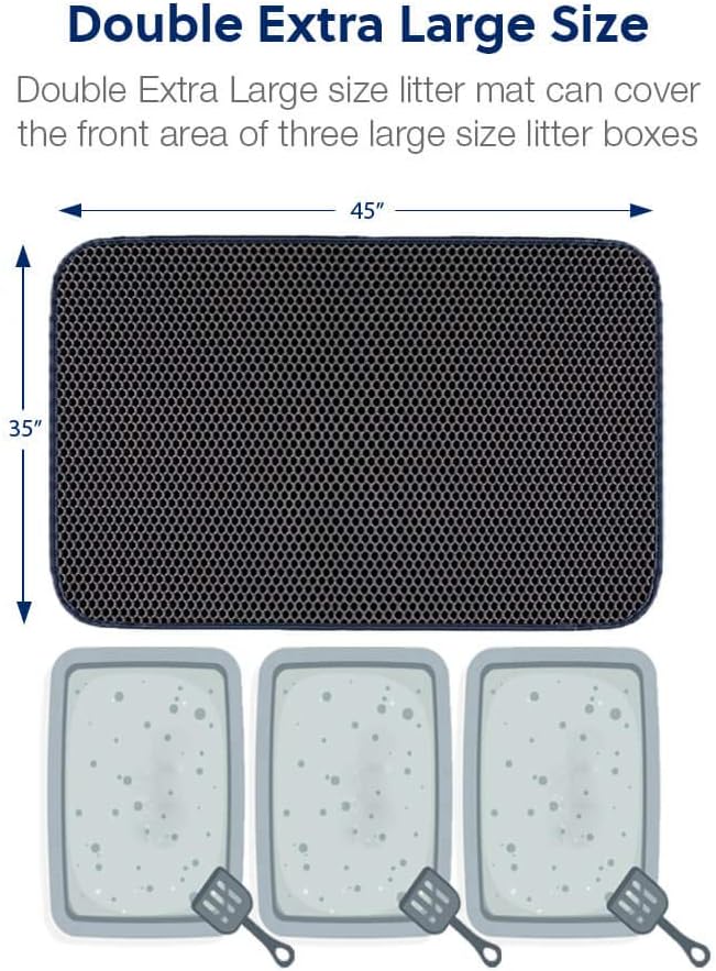 WePet Cat Litter Mat, Kitty Litter Trapping Mat, Honeycomb Double Layer Mats, No Phthalate, Urine Waterproof, Easy Clean, Scatter Control, Catcher Litter Tray Box Rug Carpet
