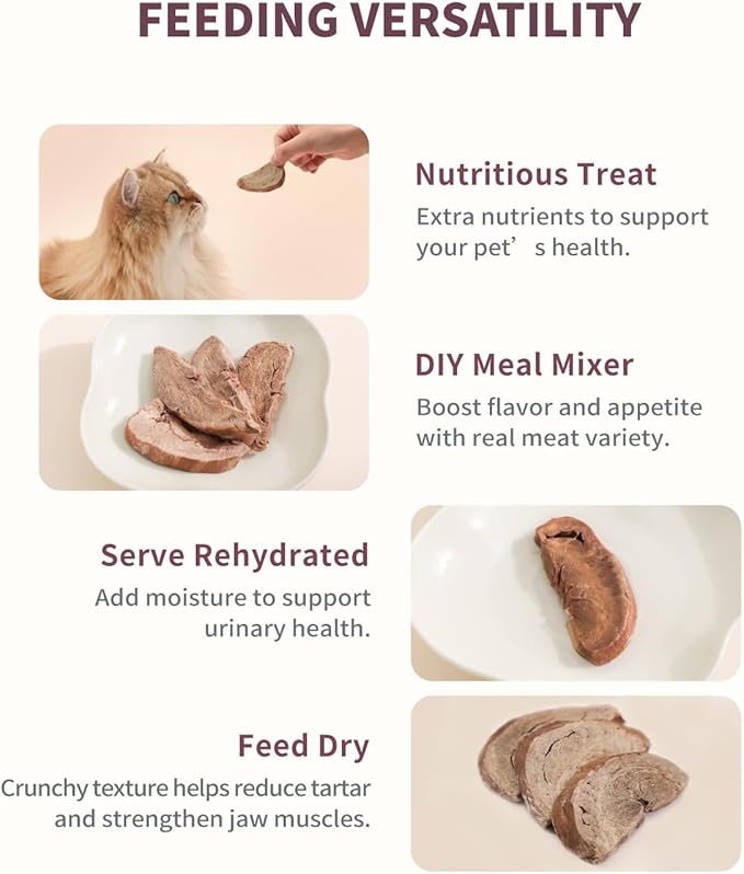 Freeze-Dried Pork Heart Treat for Small Dog & Cat, Natural Single Ingredient Cats Dogs Dry Food, Dehydrated Whole Cut Raw Treats for Heart & Coat Health(2.8 oz)