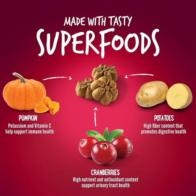 Fruitables Baked Dog Treats, Healthy Pumpkin Snacks for Dogs, Low Calorie & Delicious, No Wheat, Corn or Soy, Puppy Training Treats, Made in the USA, Pumpkin and Cranberry Flavor, 7oz