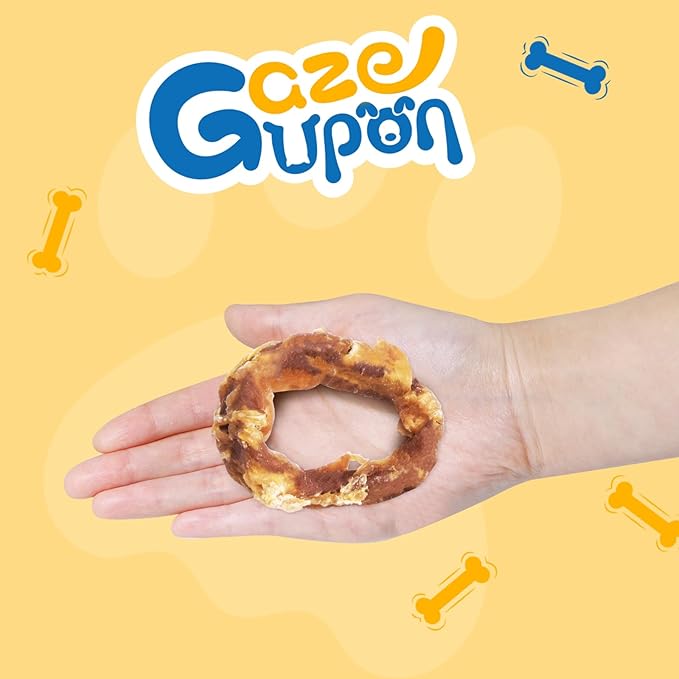 gazeupon Dog Treats, Chicken Wrapped Meat Ring,Made with Real Chicken and Beef Meat, Healthy Dog Chews, Rawhide Free,w/Glucosamine Chondroitin