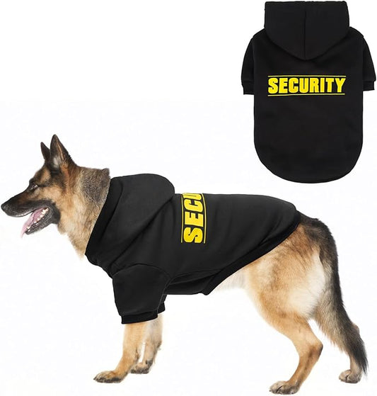 SCENEREAL Security Dog Hoodie Sweaters - Brushed Fleece Dog Clothes with Hat, Soft Warm Winter Coat for All Weather, XXXXL