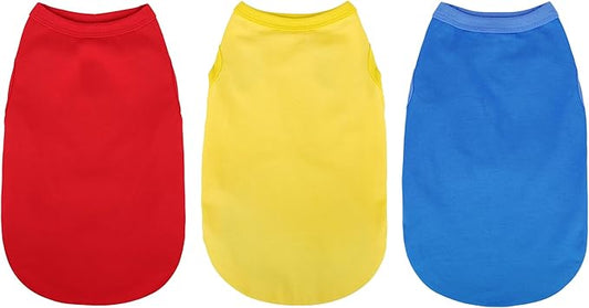 Paiaite 3 Pieces Plain Dog Shirt Sleeveless Puppy Cotton Dog Shirts Breathable Pet Apparel Tank Top Colorful Puppy Sweatshirt Clothes for Small Medium Dogs Red Yellow and Blue XL