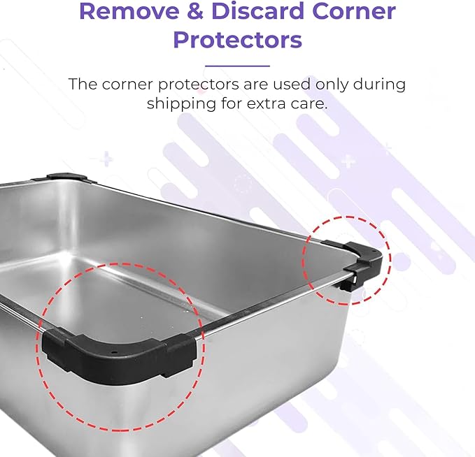 iPrimio XL Stainless Steel Litter Box with Lid - High-Sided Metal Litter Box with Enclosure for Big Cats - Easy to Clean, Rust-Resistant, and Durable - Never Absorbs Odors - 23.5 x 15.5 x 6 in