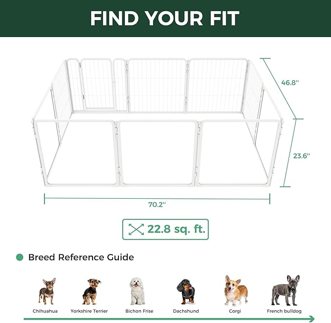 FXW Pawadise Acrylic & Wire Mesh Indoor Dog Playpen, Heavy Duty 24 Inch 10 Panels Metal Dog Pen for Puppy and Small Dogs, White│Patented