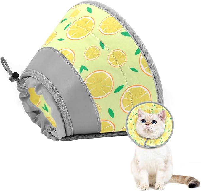 Cat Cone Collar Soft to Stop Licking, Adjustable, Foldable Lightweight Kitten Cones After Surgery Recovery for Cats & Kittens, Cat Cone Alternative (Yellow, S)