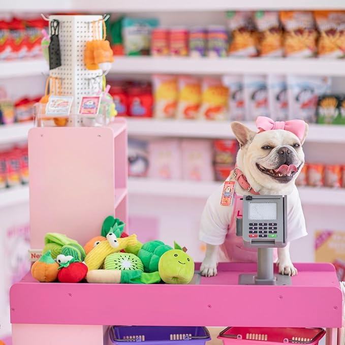 Nocciola Small Squeaky Crinkle Dog Toys- 15 Packs Grocery Basket Fruits Veggies Puppy Toys to Keep Busy, Cute Durable Plush Stuffed Hide Seek Cognitive Boredom Pet Supplies, Dog Birthday Gifts