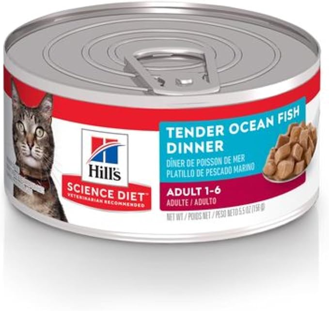 Hill's Science Diet Adult 1-6, Adult 1-6 Premium Nutrition, Wet Cat Food, Ocean Fish Stew, 5.5 oz Can, Case of 24