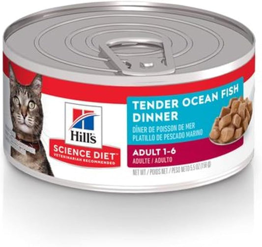 Hill's Science Diet Adult 1-6, Adult 1-6 Premium Nutrition, Wet Cat Food, Ocean Fish Stew, 5.5 oz Can, Case of 24