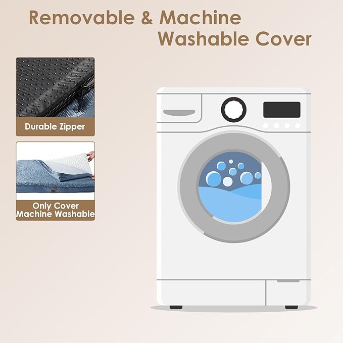 EHEYCIGA Orthopedic Dog Beds for Large Dogs with Removable Washable Cover for Crate, Spa Blue, 35x23