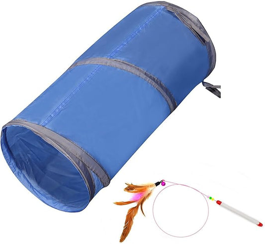 Cat Tunnel for Indoor Cats Interactive, Rabbit Tunnel Toys, Pet Toys Play Tunnels for Cats Kittens Rabbits Puppies Crinkle Collapsible Pop Up Royal Blue 20"