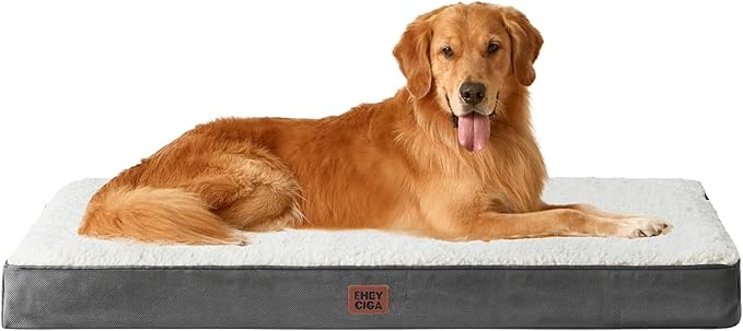 EHEYCIGA Orthopedic XL Dog Beds for Extra Large Dogs with Removable Washable Cover, Beige, 44x32