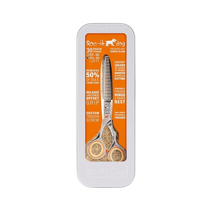 Cricket Centrix Roc-It Dog RTL 30 Lefty Thinning Shear for Hair Cutting, Texturizing, Removing Bulk, Professional, Left Handed