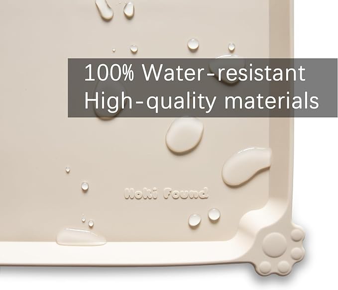Hoki Found Silicone Pet Food Mats Tray - High-Lips Pet Dog Cat Bowl Mats - Dog Pet Cat Feeding Mat - Waterproof Dog Cat Food Mats -Pet Water Mats for Floors - Papayawhip