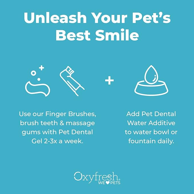 Oxyfresh Premium Pet Dental Kit for Dogs & Cats – Easy Solution for Dog and Cat Fresh Breath, Clean Teeth, Control Plaque & Tartar – Vet Formulated Pet Toothpaste 4oz + Water Additive 16oz Kit