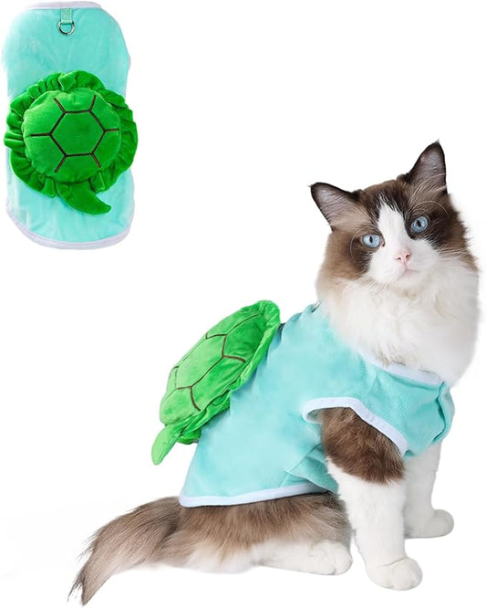 NACOCO Halloween Dog Turtle Costume - Pet Christmas Cosplay Clothes Puppy Funny Winter Warm with D-Ring Soft Coat Outfit Apparel Vest for Small Medium Large Dogs (Green, S)