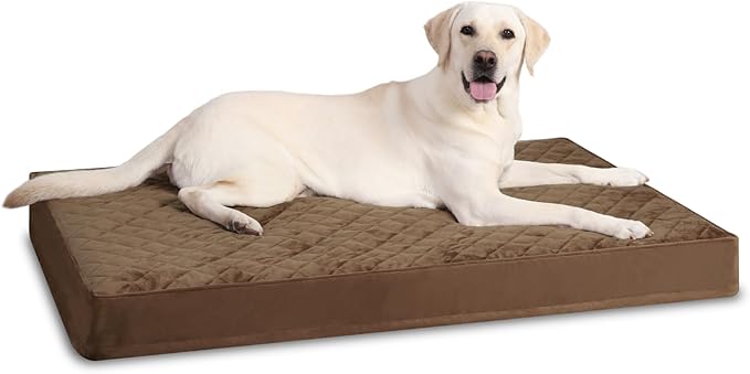 Orthopedic XL Dog Beds Large Sized Waterproof with Removable Washable Cover and Non-Slip Bottom, Quilting Dog Bed for Crate, 41x27 Inch, Brown
