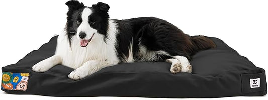 Sytopia 36 Inch Canvas Dog Bed for Large and Medium Dogs, Outdoor and Indoor Pet Bed, Waterproof Washable Removable Cover, Patio Pet Pad, Black