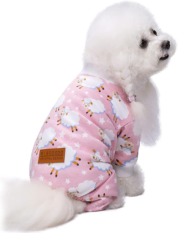 Pink Puppy Christmas Dog Clothes Pajamas for Small Medium Dogs Girl Boy,Funny Pet Cat Dog Shirts Costume Sweaters Pjs Onesie Shirt,Doggie Onesies Cat Pet Outfit Frenchie Clothes