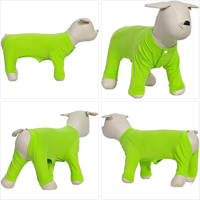 Lovelonglong Four Feet Dog Lightweight Pajamas, Pure Cotton Dog Jumpsuits 4 Legs Dog Onesies T-Shirt Stylish PJS Puppy Costume for Large Medium Small Dogs Green XXXL